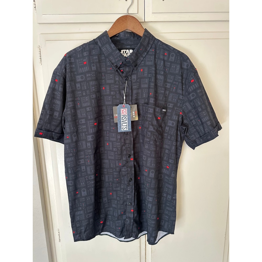 RSVLTS Star Wars Death Star Kunuflex Shirt Mens XL Black Grey Short Sleeve NWT